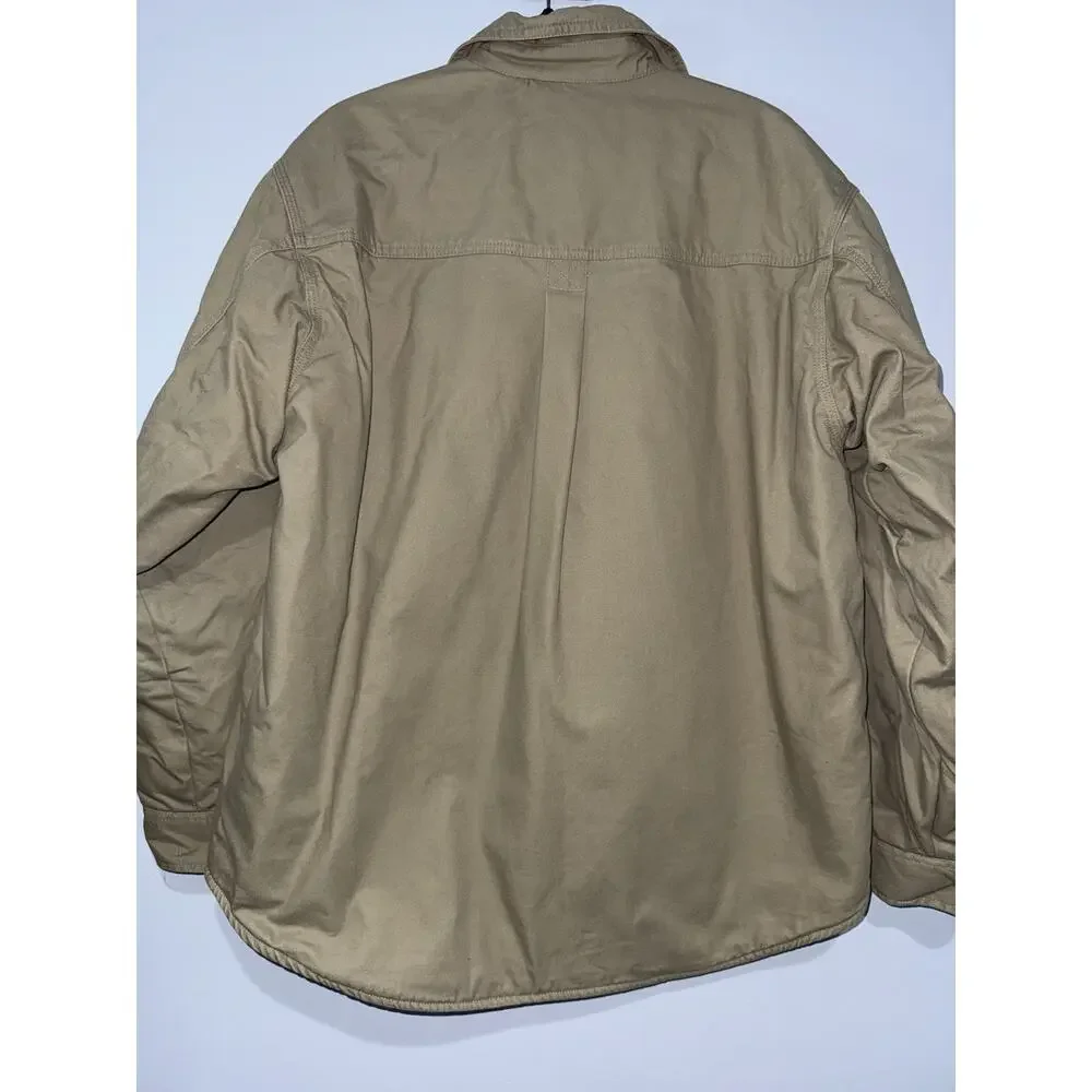 Craftsman Fleece Lined Work Jacket Snap Button Tan Canvas Men’s Size Large